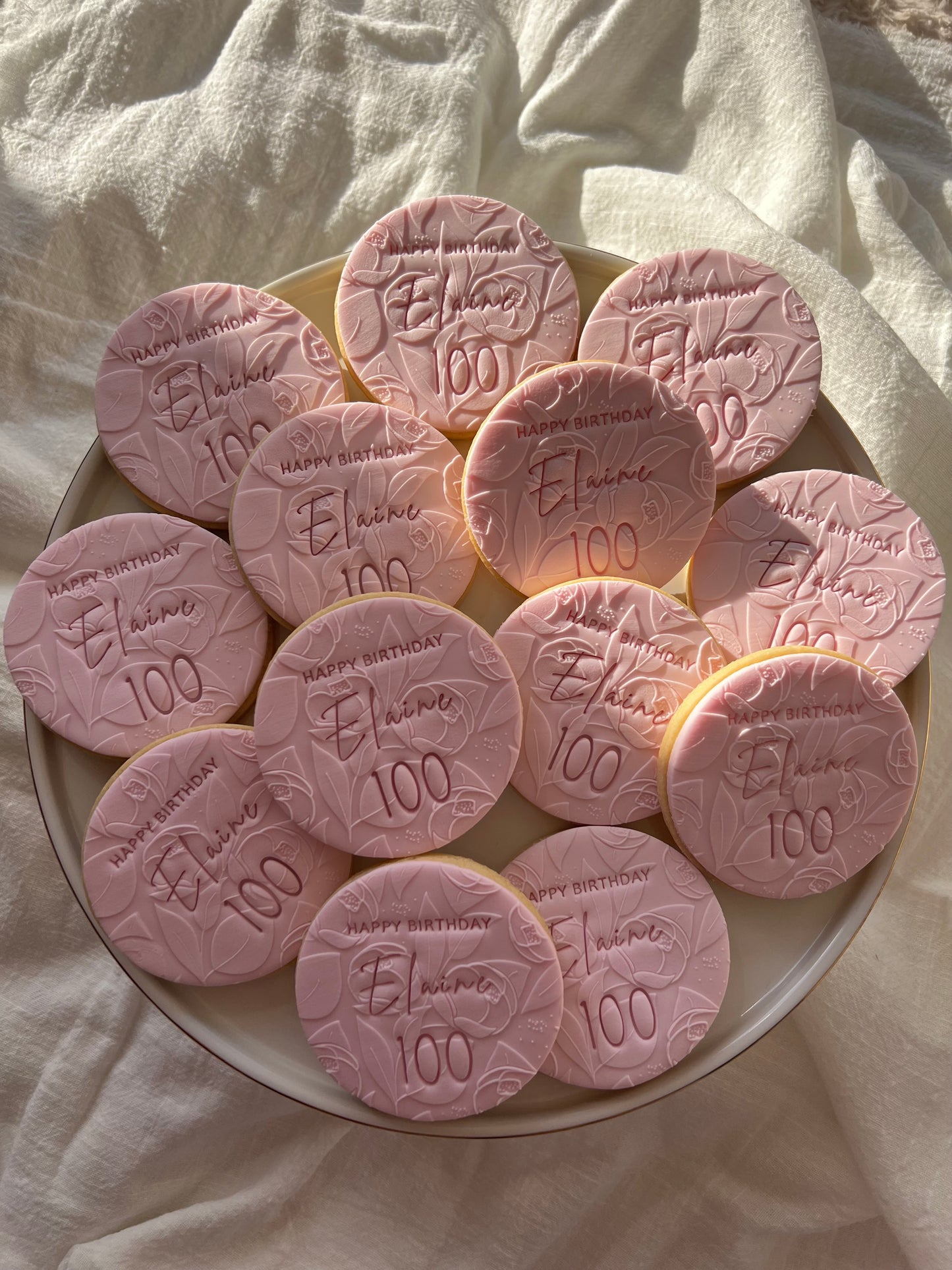 Birthday Cookies (with peony pattern)