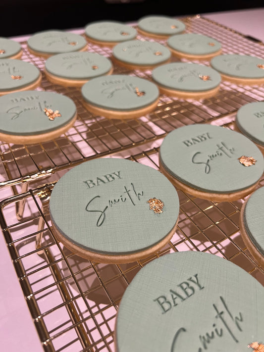 Baby Personalised Cookies (With Gold Foil)
